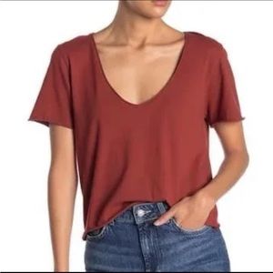 Free people Annas V neck copper crop tee